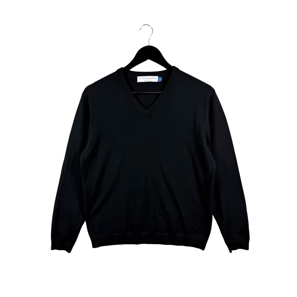 Peter Manning New York 100% Wool Sweater V Neck Jumper Preppy Black Men's 4